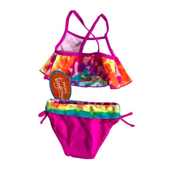 New Mini Tangerine Size 24 months GIrls Toddler Multicolor tye tie dye 2 pc swim - Picture 4 of 6